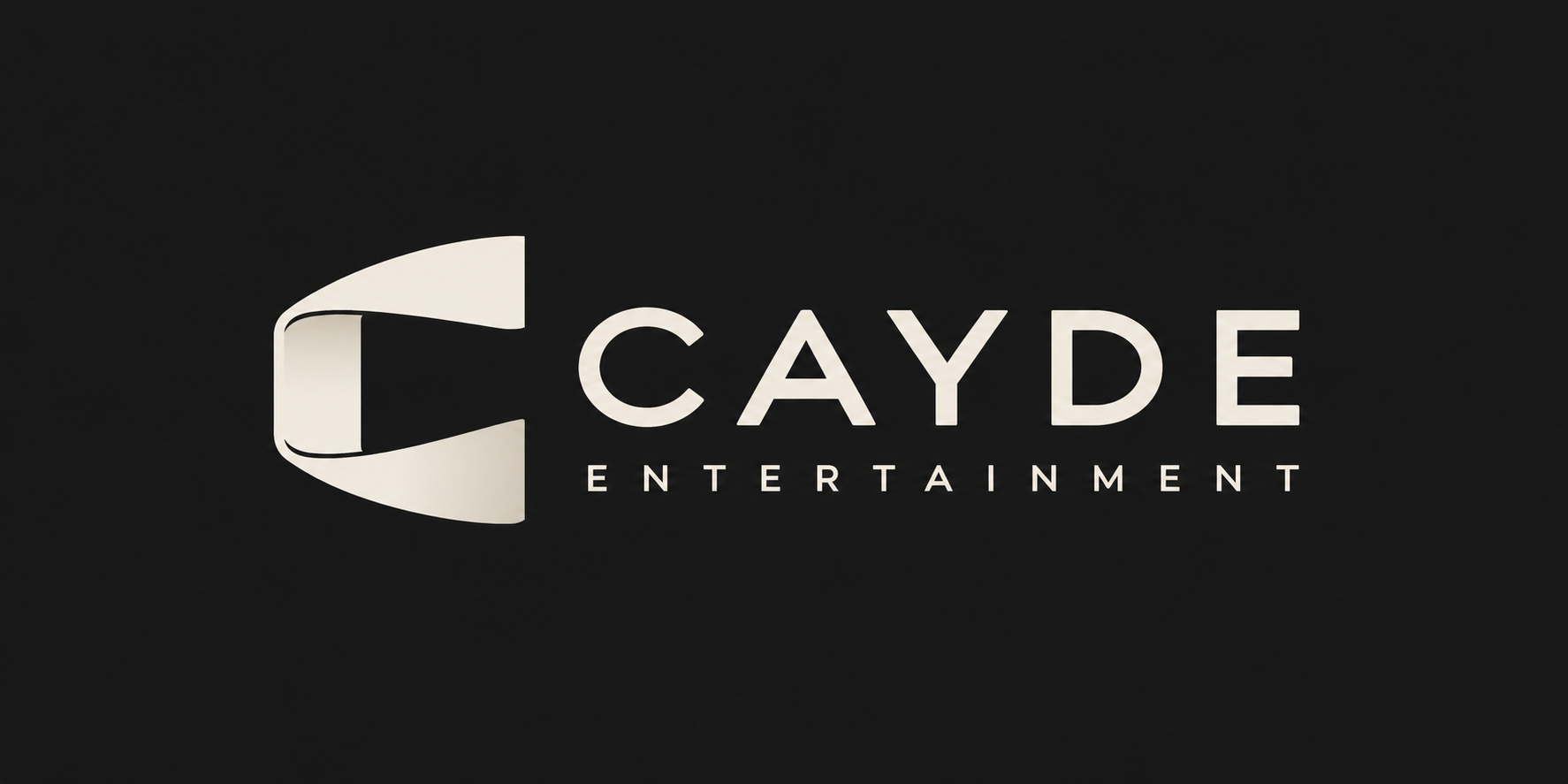 Cayde Entertainment — sculptural C emblem and wordmark